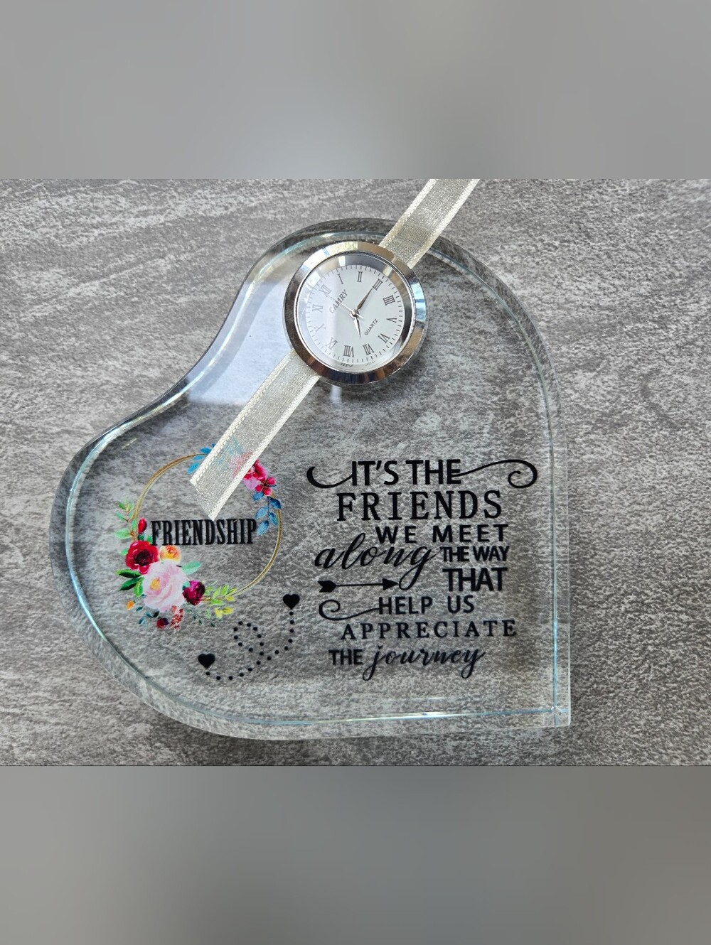 Friendship Decorative Plaque with Floral Accents